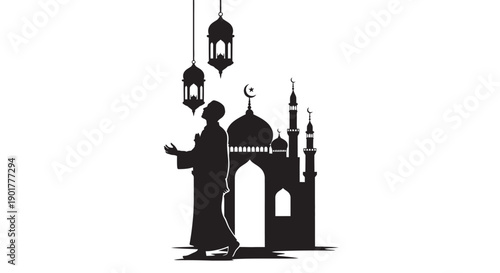 Ramadan Prayer Silhouette Graphic Design