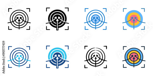 Flexible Goal Setting icons set multiple style collection. Editable stroke 
