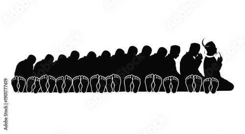 Ramadan Icon Silhouette Bowing for Prayer