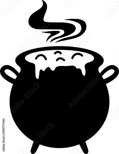 Halloween Potion in Cauldron Pot Silhouette Clipart