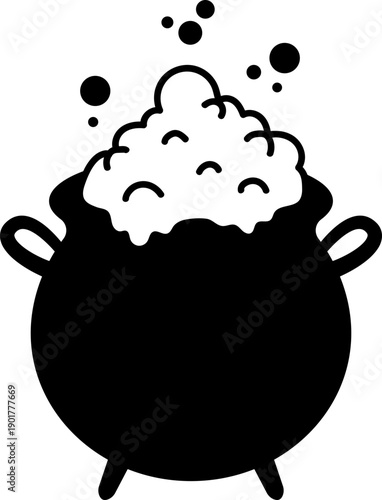 Halloween Potion in Cauldron Pot Silhouette Clipart