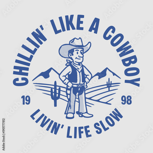 Vintage illustration of cowboy vector t shirt design vector graphic typographic poster or tshirts street wear and Urban style	