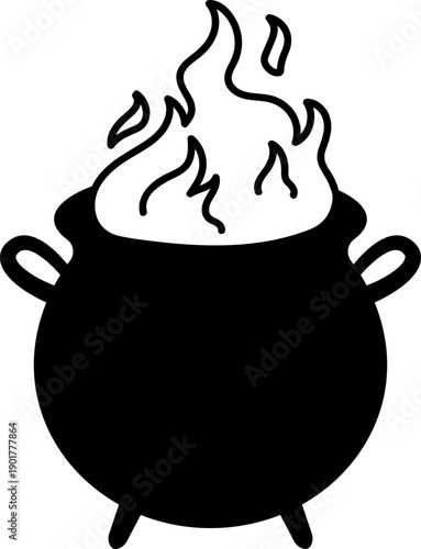 Halloween Potion in Cauldron Pot Silhouette Clipart