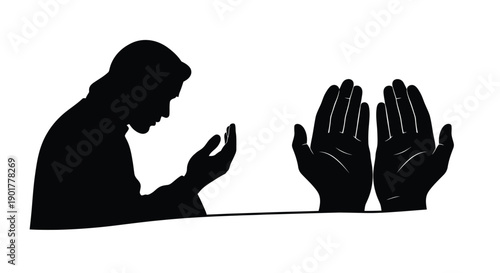 Child in Ramadan Prayer Silhouette Pattern