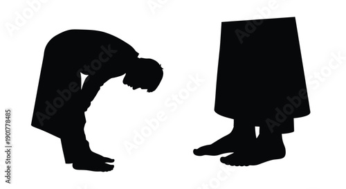 Child in Solitary Ramadan Prayer Silhouette