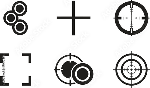 Set of modern target and crosshair icons for design