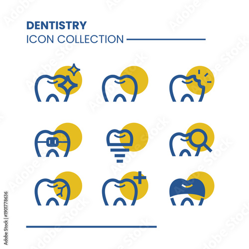 Dentistry Icon Collection - Minimalist Dental Care and Tooth Treatment Vector Set
