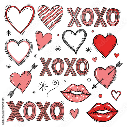 Valentine's Day Hearts and Lips