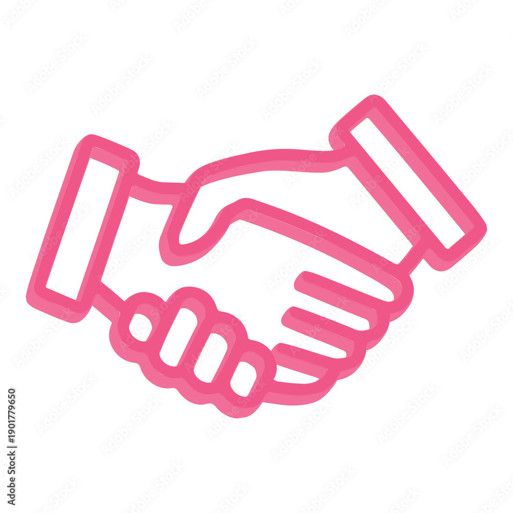 Fototapeta premium 3D Pink Handshake Agreement Icon Transparent Background