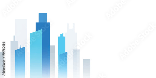 3D illustration of blue city skyscrapers and a business growth chart representing a financial market success concept within a modern urban skyline