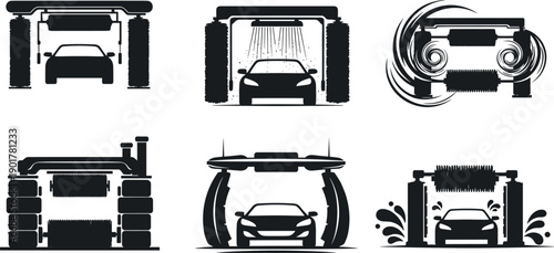 Car wash with different cleaning methods and equipment vehicle brushes