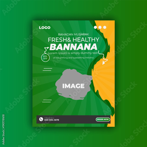 Fresh & Healthy Banana Social Media Post Flyer Design Template.