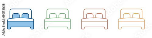 Double Bed Icon Set Multiple Style Collection 
