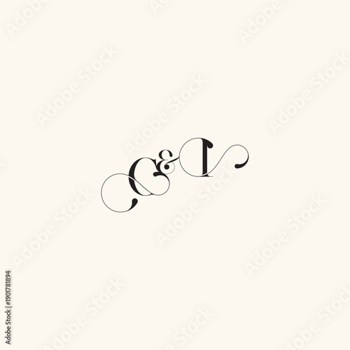 wedding caligraphic logo with monogram concept letter elegancy and beauty in one look IC