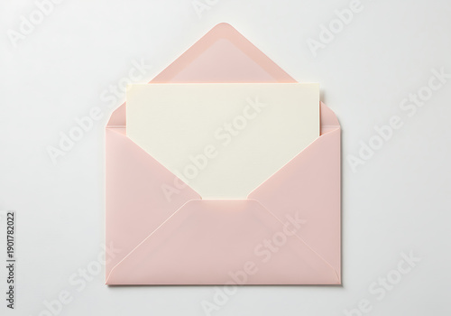 A pink envelope with a white letter inside on a plain background.