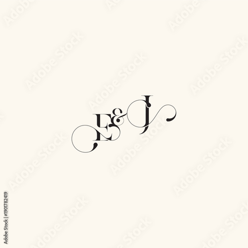 wedding caligraphic logo with monogram concept letter elegancy and beauty in one look JE