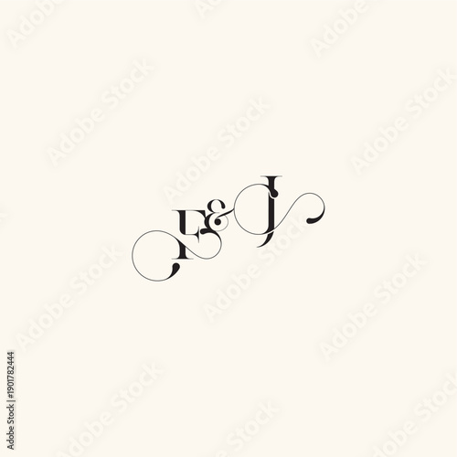 wedding caligraphic logo with monogram concept letter elegancy and beauty in one look JF