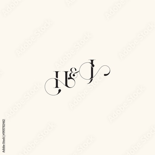 wedding caligraphic logo with monogram concept letter elegancy and beauty in one look JH