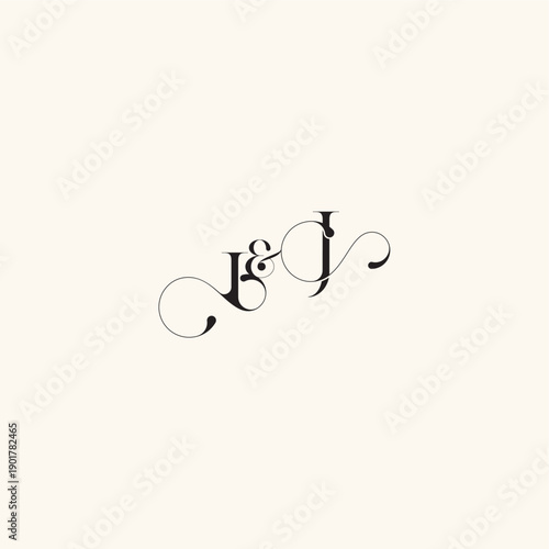 wedding caligraphic logo with monogram concept letter elegancy and beauty in one look JI