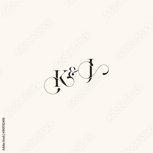 wedding caligraphic logo with monogram concept letter elegancy and beauty in one look JK