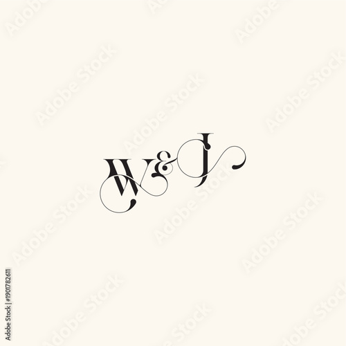 wedding caligraphic logo with monogram concept letter elegancy and beauty in one look JW