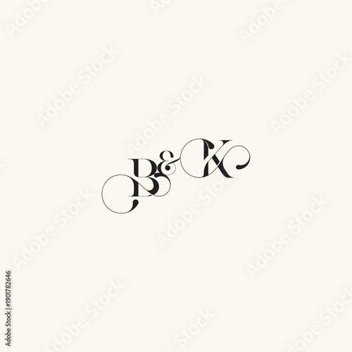 wedding caligraphic logo with monogram concept letter elegancy and beauty in one look KB