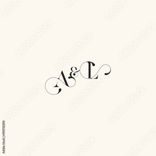wedding caligraphic logo with monogram concept letter elegancy and beauty in one look LA