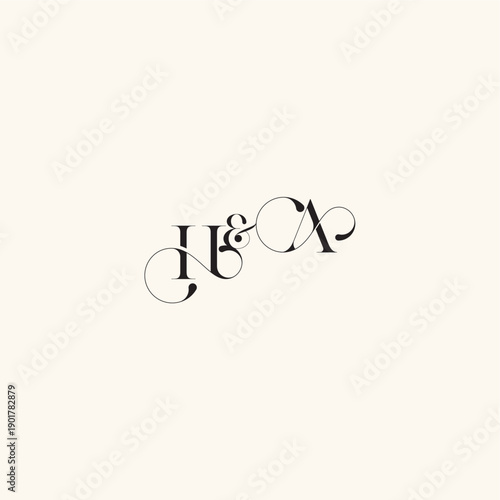 with monogram concept elegancy and beauty in one look AH wedding caligraphic logo letter