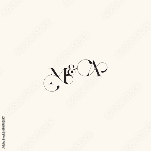 with monogram concept elegancy and beauty in one look AM wedding caligraphic logo letter