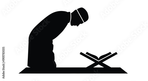 Ramadan Emblem Hands in Prayer Silhouette