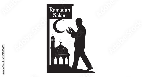 Ramadan Silhouette of Ending Salam Prayer