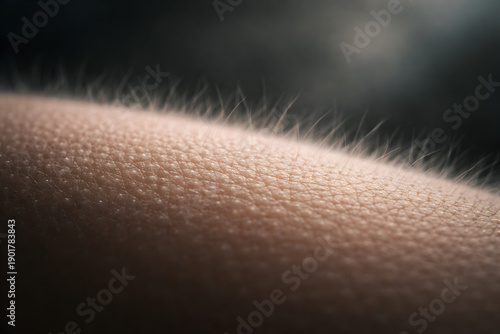 Close up of goosebumps, a reflex of hair follicles with an isolated background