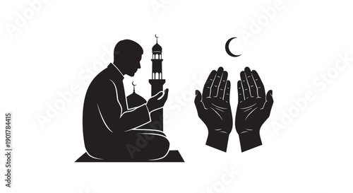 Ramadan Frame Silhouette for Ablution and Prayer