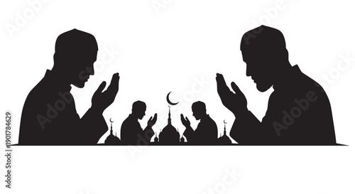Child in Ramadan Prayer Silhouette Emblem