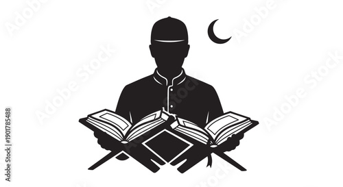 Ramadan Child Worship Silhouette Scene