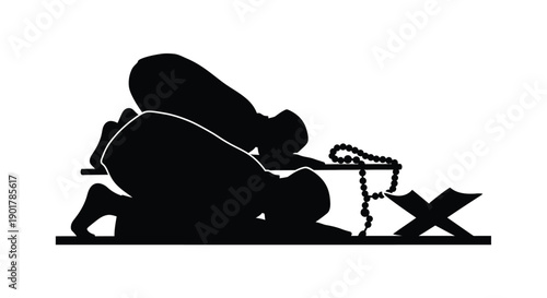Woman in Ramadan Prayer Silhouette Portrait