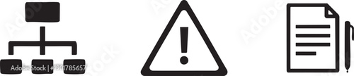 Sitemap Warning Icons Set Website Structure Danger Outline