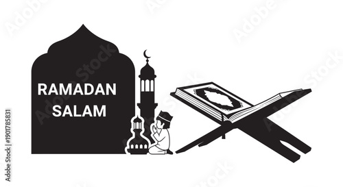 Family Worship in Ramadan Silhouette Frame