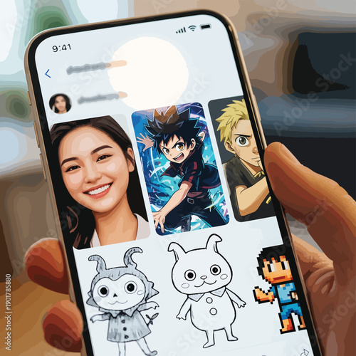 Mobile Phone with Anime Stickers