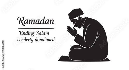 Child in Ramadan Prayer Silhouette Greeting Card