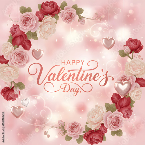 Wallpaper Mural Happy Valentine Day scene set against a soft serene light background Torontodigital.ca