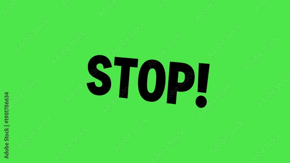 Black stop text animation on green screen background in 4K video Stock ...