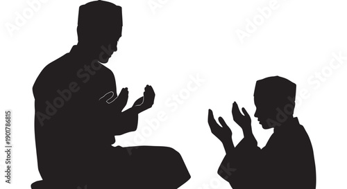 Ramadan Prayer Silhouette Entering Mosque