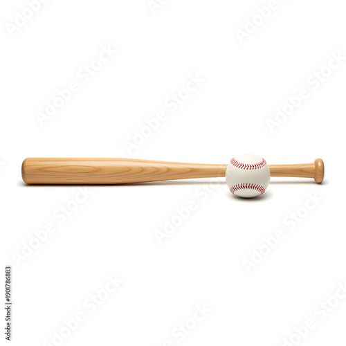 Wallpaper Mural bat and ball placed side by side white background Torontodigital.ca