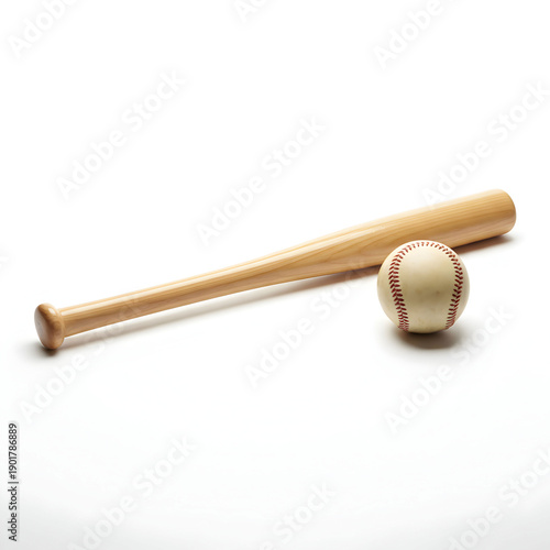 Wallpaper Mural bat and ball placed side by side white background Torontodigital.ca