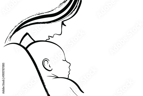 mother and baby with large copy space