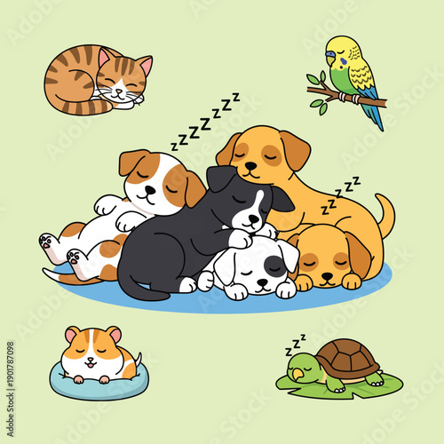 Pets Sleeping Together