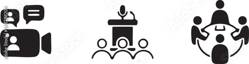 Video Conference Webinar Room Online Meeting Business Icon