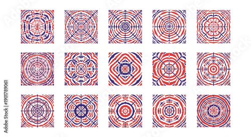 Collection of intricate geometric mandala patterns in vibrant colors