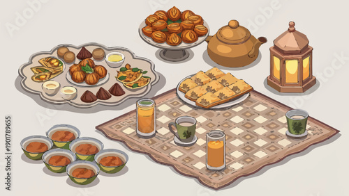 Clean Flat Illustration: Middle Eastern Hospital Welcome, Patient Care, Medical Service, Healthcare Facility, Welcoming Environment, Modern Design